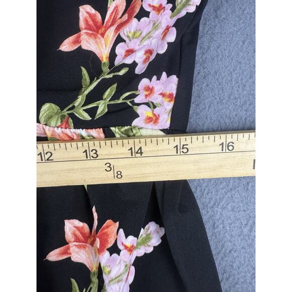 TOMMY BAHAMA Black Floral STRETCH Uneven Hem Dress Size MEDIUM - Picture 3 of 6